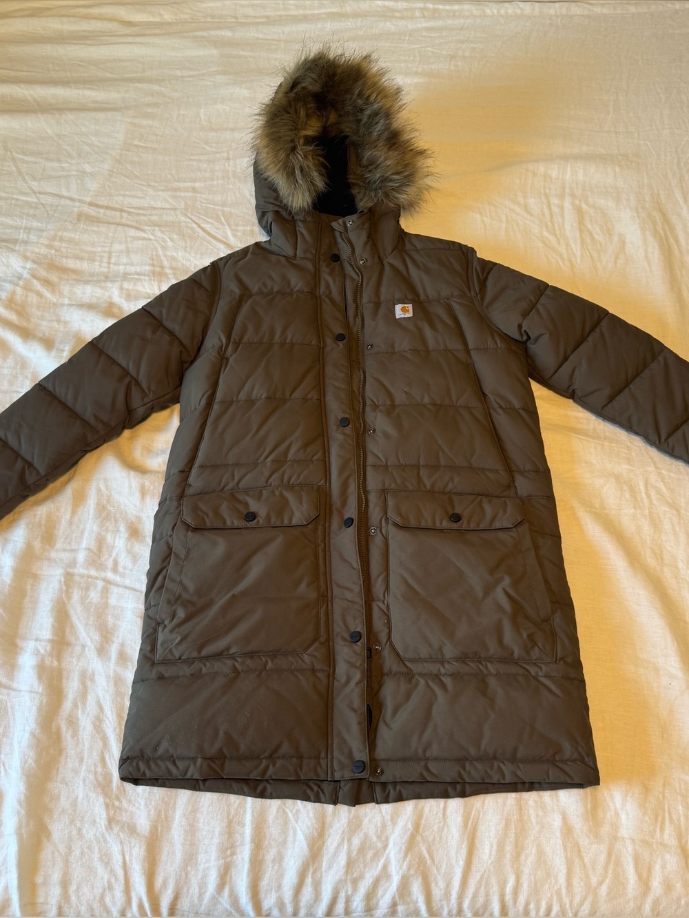 Carhartt Women’s Puffer Parka with Faux Fur Trimmed Hood